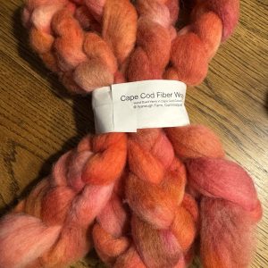 Hand Dyed Cheviot Fiber Braids in Rugosa Roses