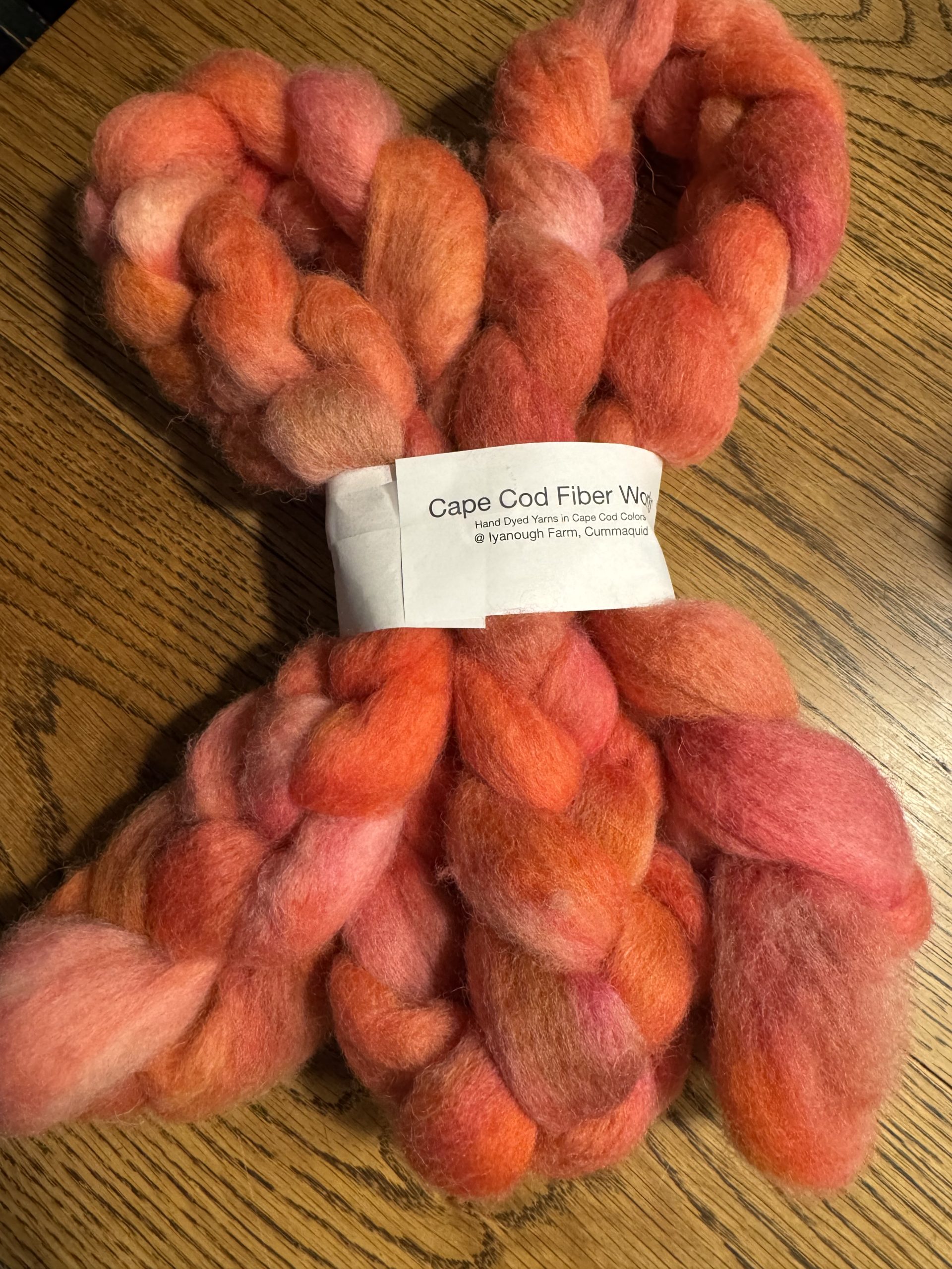 Hand Dyed Cheviot Fiber Braids in Rugosa Roses