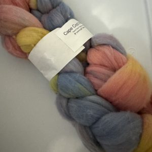 Hand Dyed Targhee Fiber Braids in Sunset